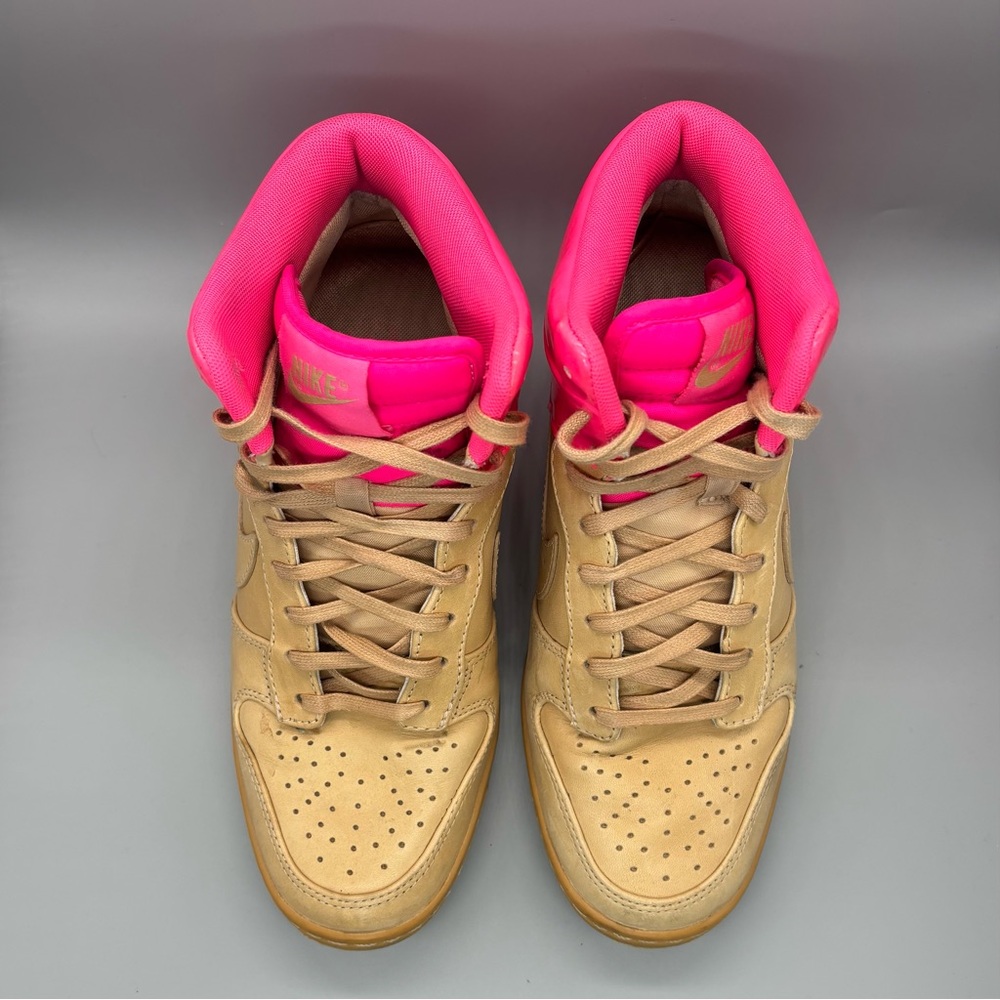 Nike Dunk‎ Sky-Hi Vachetta Tan Pink Flash Women’s Size 6.5 Hidden Wedge Sneakers - Picture 4 of 14